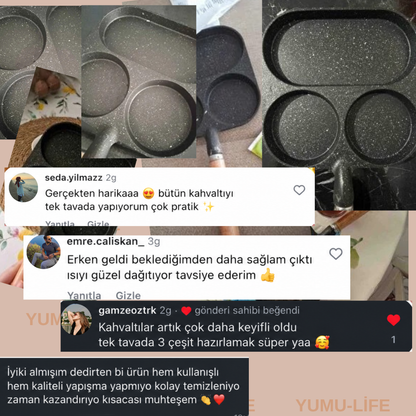 YUMU LIFE™ 3 Bölmeli Döküm Kahvaltı Tavası
