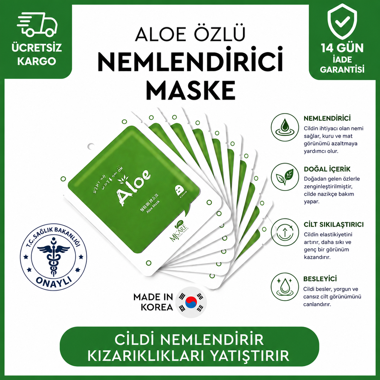 Viora™ Kolajen Maske | Derin Nem ve Işıltılı Cilt Bakımı