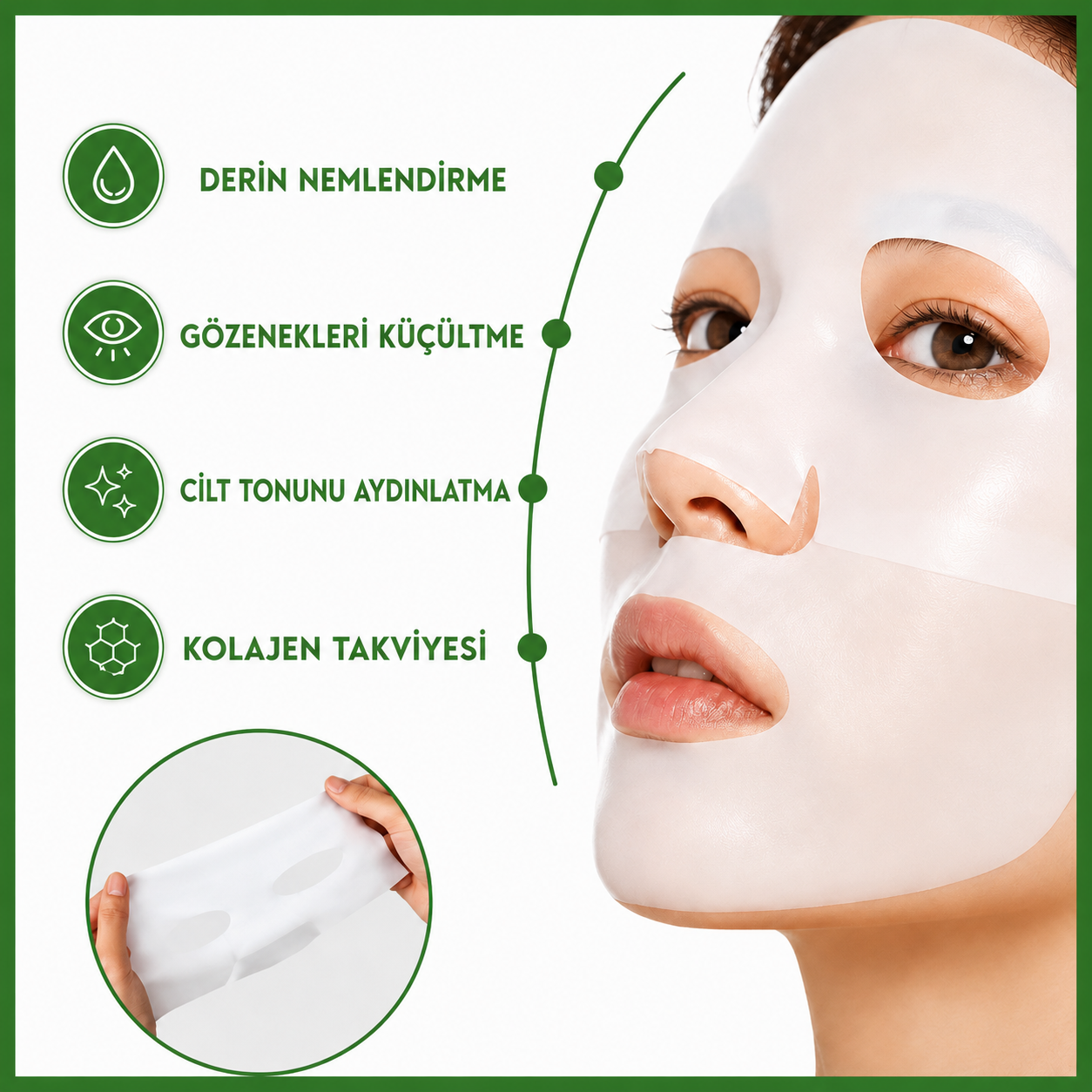 Viora™ Kolajen Maske | Derin Nem ve Işıltılı Cilt Bakımı