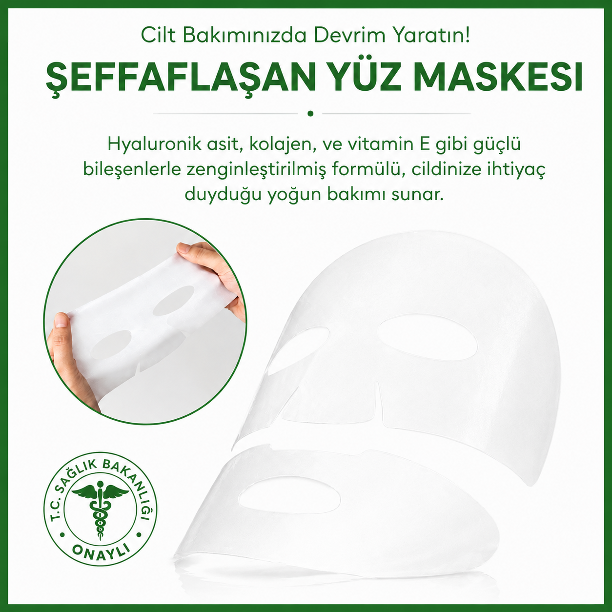 Viora™ Kolajen Maske | Derin Nem ve Işıltılı Cilt Bakımı
